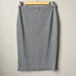 H&M Skirt Women's Medium New NWT Houndstooth Black White Pencil‎ Midi Preppy